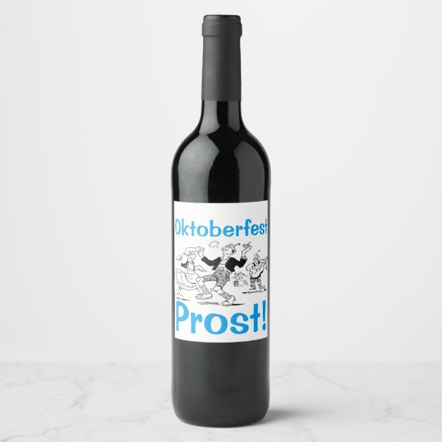 Oktoberfest Wine Label Prost toast Party dance (Front)