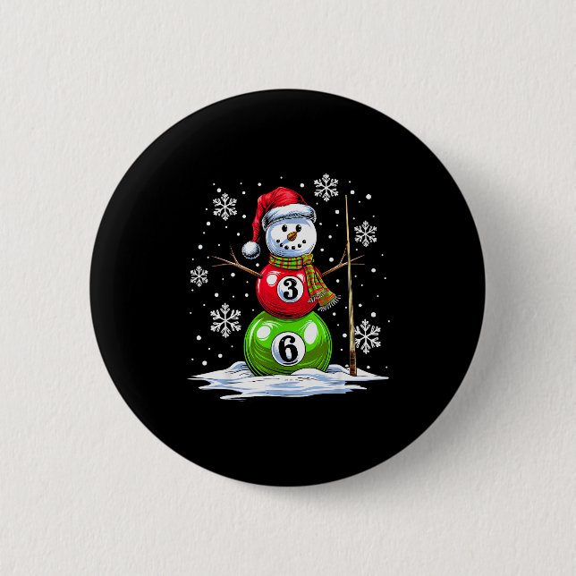 Ol Game Snowman Billiards Player Funny Christmas  2 Inch Round Button (Front)