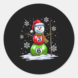 Ol Game Snowman Billiards Player Funny Christmas  Classic Round Sticker