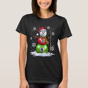 Ol Game Snowman Billiards Player Funny Christmas  T-Shirt