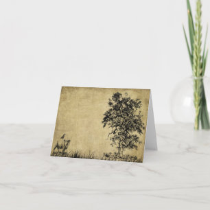Ol Tree, Sheep & Crow- Prim Lil Note Card