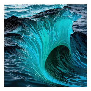 "Ola Tiburón" Blue Shark Wave  Poster