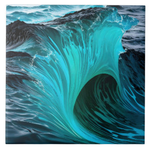 "Ola Tiburón" Blue Shark Wave  Tile