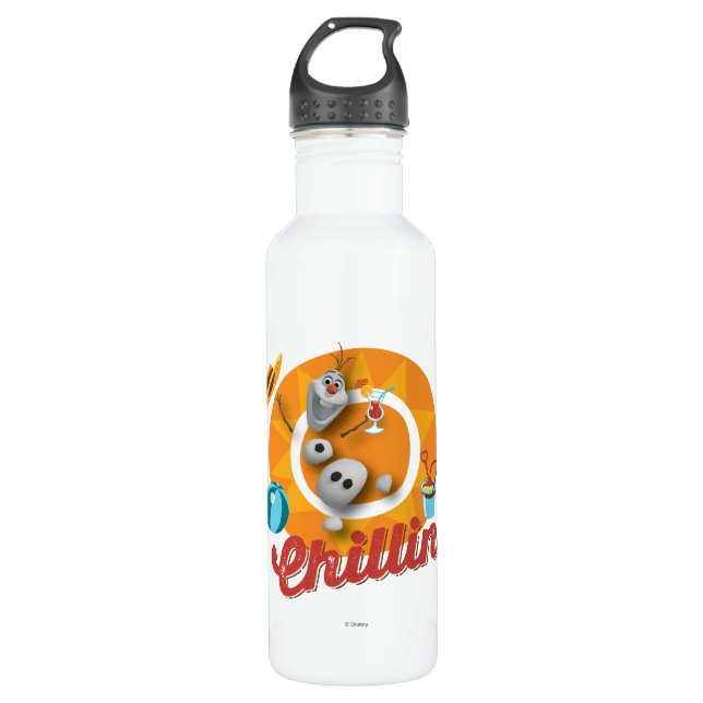 Olaf | Chillin' in Orange Circle 710 Ml Water Bottle (Front)