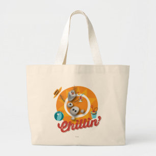 Olaf   Chillin' in Orange Circle Large Tote Bag