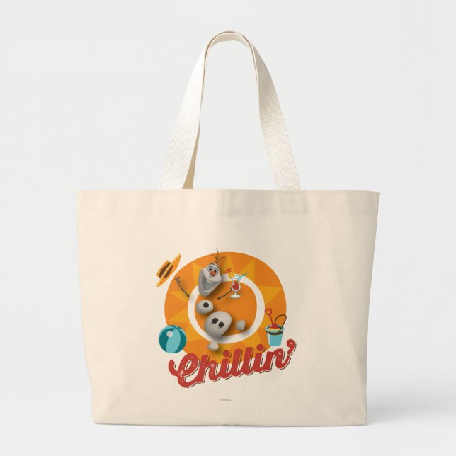 Olaf | Chillin' in Orange Circle Large Tote Bag (Front)