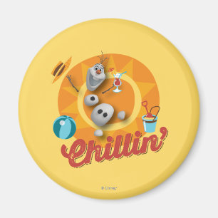 Olaf   Chillin' in Orange Circle Magnet