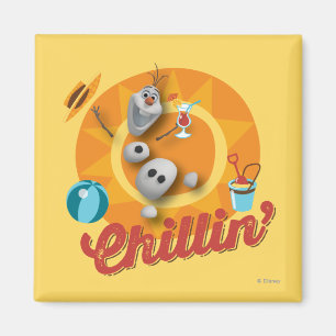 Olaf   Chillin' in Orange Circle Magnet
