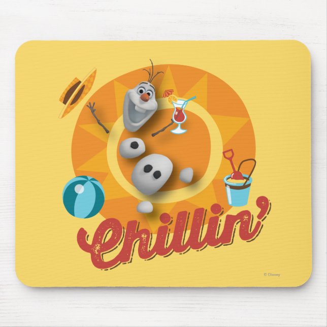 Olaf | Chillin' in Orange Circle Mouse Pad (Front)