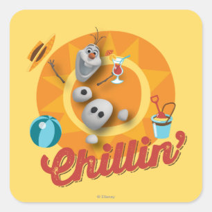 Olaf   Chillin' in Orange Circle Square Sticker