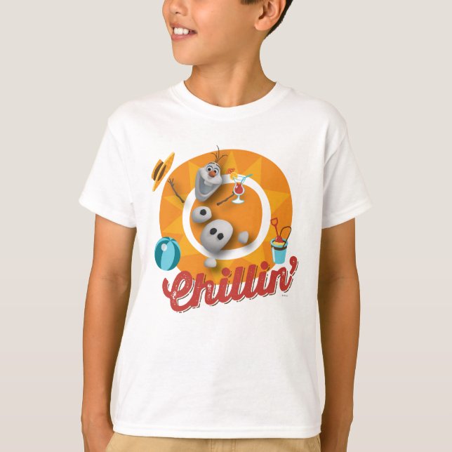 Olaf | Chillin' in Orange Circle T-Shirt (Front)