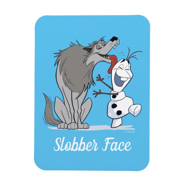 Olaf Licked By Wolf Magnet (Vertical)