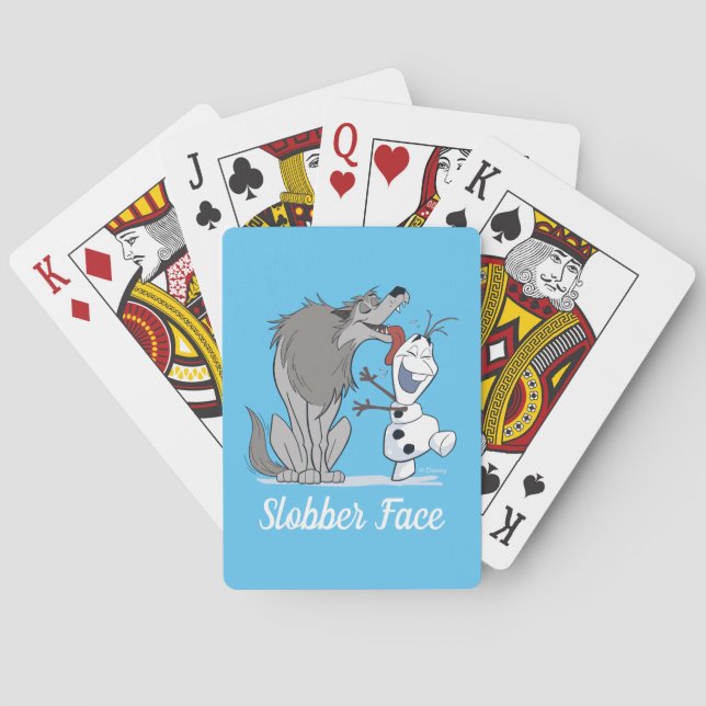 Olaf Licked By Wolf Playing Cards (Back)