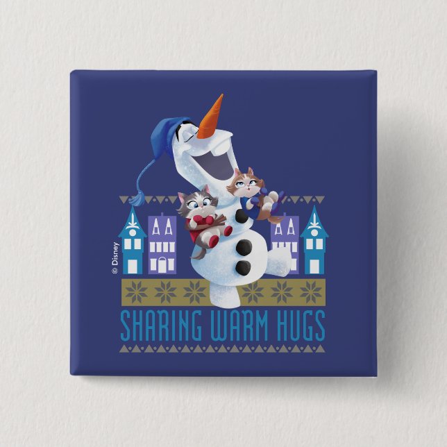 Olaf | Sharing Warm Hugs 2 Inch Square Button (Front)