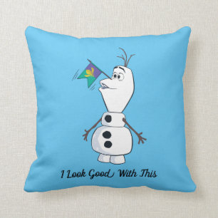 Olaf With Flag Nose Throw Pillow