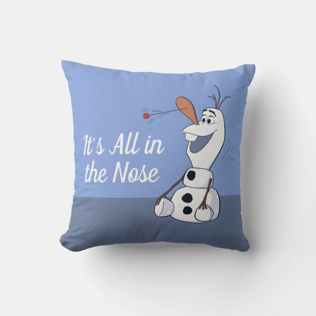 Olaf With Paddle Ball Nose Throw Pillow (Front)