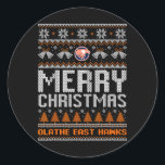 Olathe East Hawks Logo Merry Christmas Ugly Sweate Classic Round Sticker<br><div class="desc">Olathe East Hawks Logo Merry Christmas Ugly Sweater Hs</div>