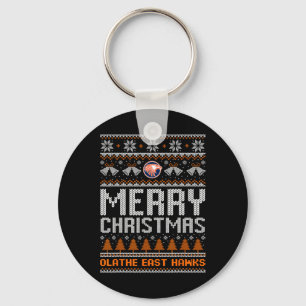 Olathe East Hawks Logo Merry Christmas Ugly Sweate Keychain