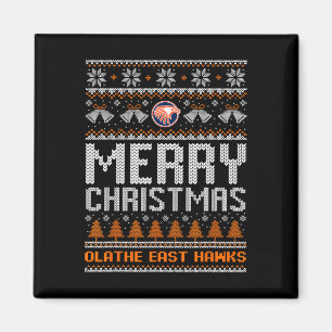 Olathe East Hawks Logo Merry Christmas Ugly Sweate Magnet