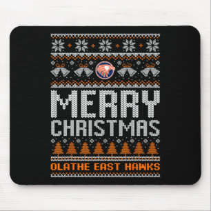 Olathe East Hawks Logo Merry Christmas Ugly Sweate Mouse Pad