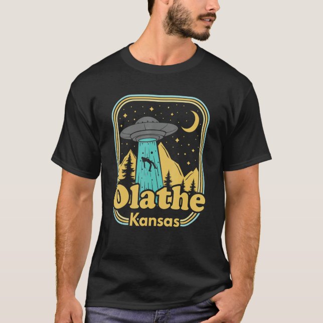 Olathe Kansas Ufo Alien Hunter 80s State Pride T-Shirt (Front)