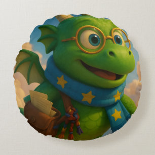 Olbas the Friendly Dragon Round Pillow