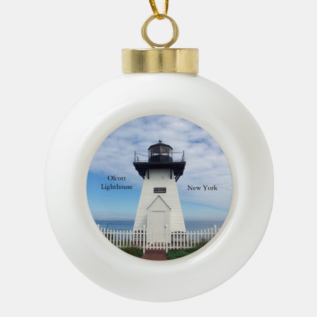 Olcott Lighthouse ball or snowflake ornament (Front)