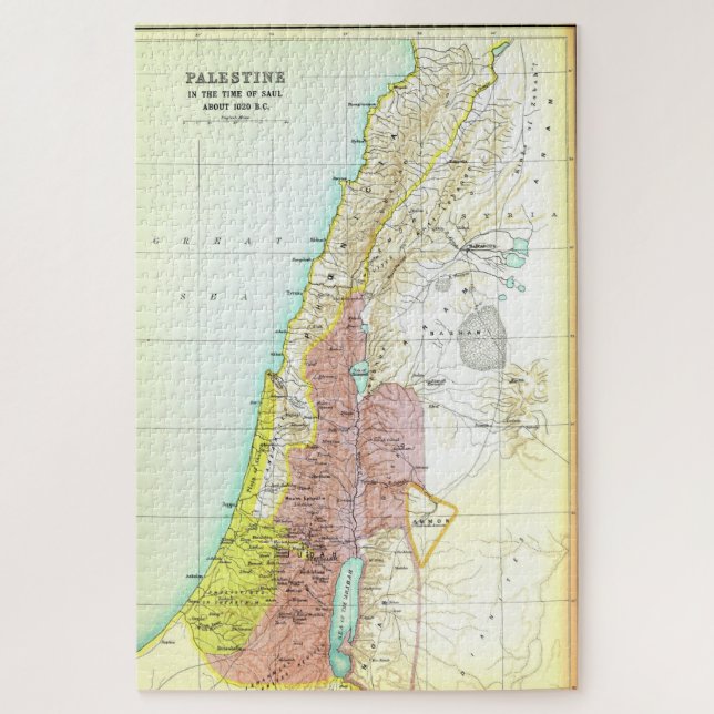 Old 1020BC Saul Palestine Map Jigsaw Puzzle (Vertical)