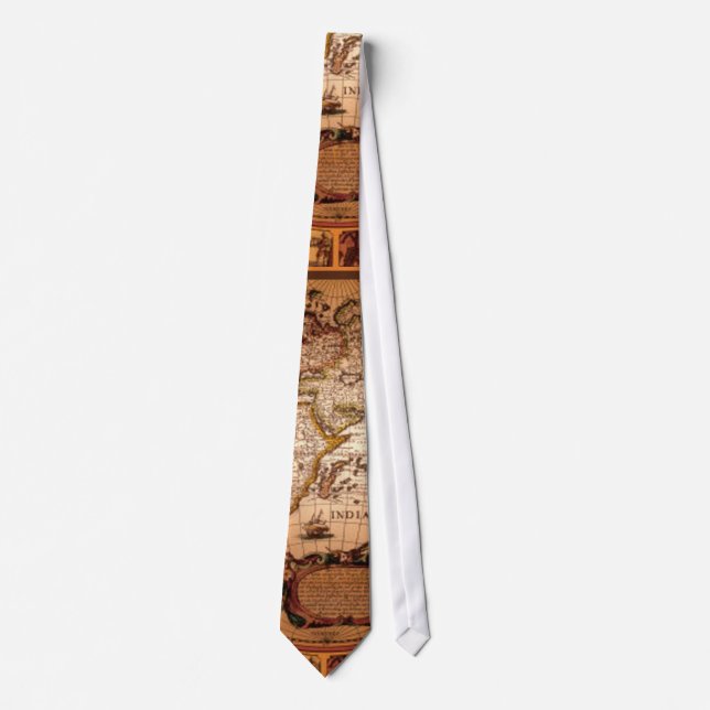 Old 1481 World Map Art Men's Fashion Tie (Front)