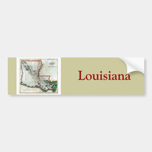 Old 1814 Louisiana Map Bumper Sticker (Front)