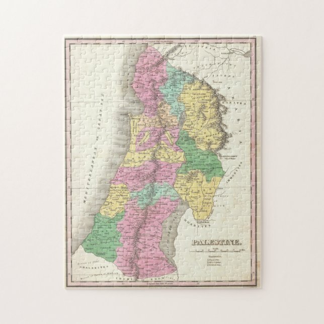 Old 1827 Historic State of Palestine Map Jigsaw Puzzle (Vertical)