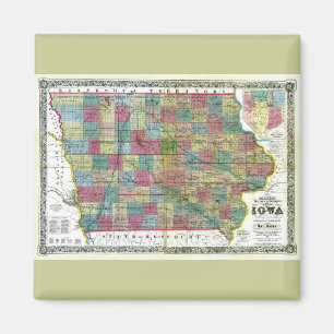 Old 1856 Iowa Map Magnet