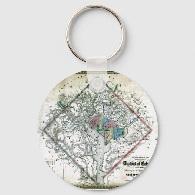 Old 1862 Washington District of Columbia Map Keychain (Front)