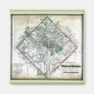Old 1862 Washington District of Columbia Map Magnet