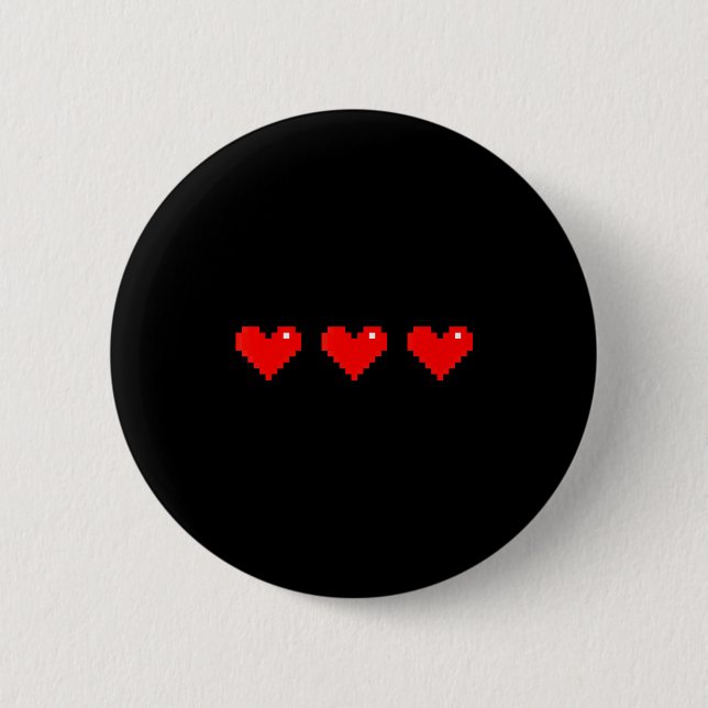 Old 8 Bit Heart Arcade Retro Xel Gamer Valentine's 2 Inch Round Button (Front)