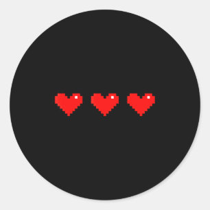 Old 8 Bit Heart Arcade Retro Xel Gamer Valentine's Classic Round Sticker