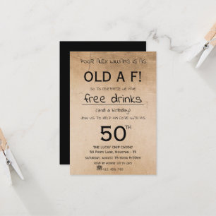 OLD A F Birthday Party Invitation