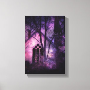 Old Abandoned Church, Purple Glow Canvas Print