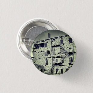 Old Abandoned Factory Building Photo Pinback 1 Inch Round Button
