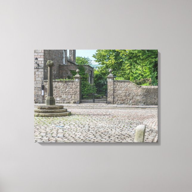 Old Aberdeen Mercat Cross view canvas print (Front)