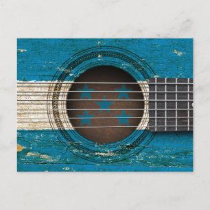 Old Acoustic Guitar with Honduras Flag Postcard