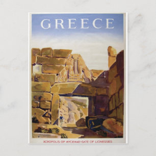 Old Advert Greece Mycenae Gate Of Lionesses Postcard