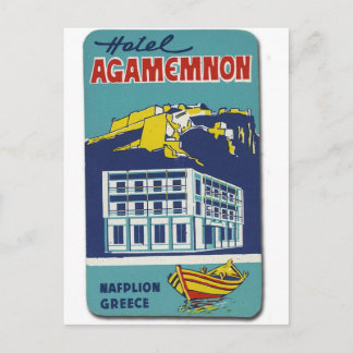 Old Advert Nafplio Greece Hotel Agamemnon Postcard