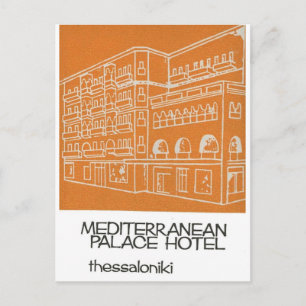 Old Advert Thessaloniki Mediterranian Hotel Greece Postcard