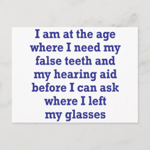 Old Age: False Teeth, Hearing Aid and Lost Glasses Postcard