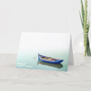 Old Aiola boat. Small rowboat in Seixal Bay.  Thank You Card