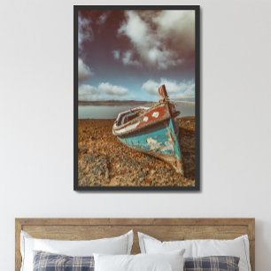 Old Aiola. Portuguese traditional boat in a beach Photo Print