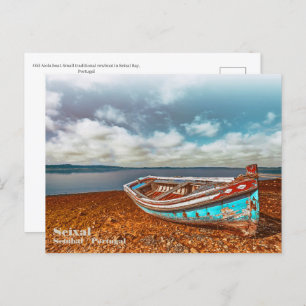 Old Aiola. Portuguese traditional boat in a beach Postcard