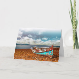 Old Aiola. Portuguese traditional boat in a beach Thank You Card