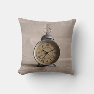 Old Alarm Clock Reversible Throw Pillow